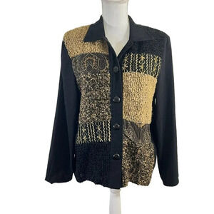 First Option Vintage Jacket Moleskin Chenille Herringbone Patchwork 90s Medium